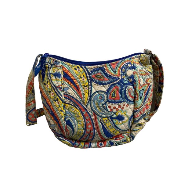 Boho Quilted Crossbody Bag Paisley Patchwork Adjustable Strap Cotton Purse - Picture 8 of 10